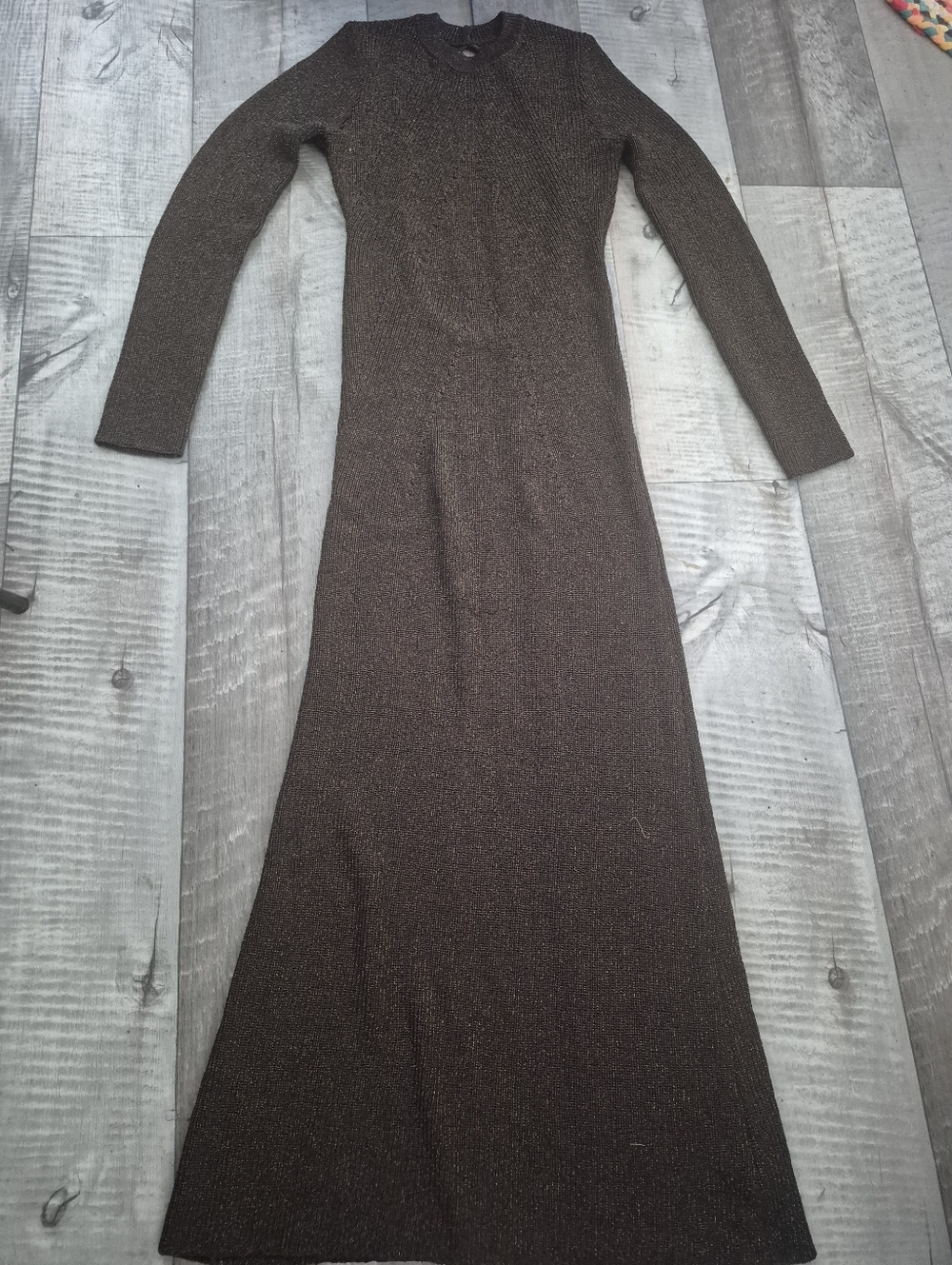 Commense Dress Maxi Bodycon Backless Glitter Knit Long Sleeves S NWT - Picture 8 of 8